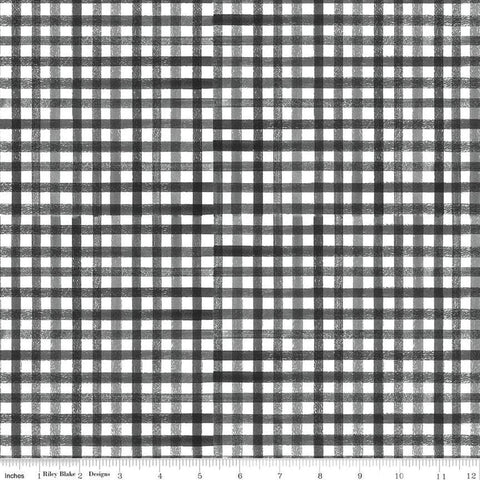 Flora No. 6 PRINTED Gingham C14465 Black by Riley Blake Designs - Black Cloud/White Checks - Quilting Cotton Fabric