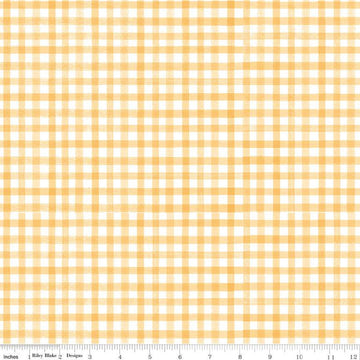 Flora No. 6 PRINTED Gingham C14465 Yellow - Riley Blake Designs - Pink Cloud/White Checks - Quilting Cotton Fabric