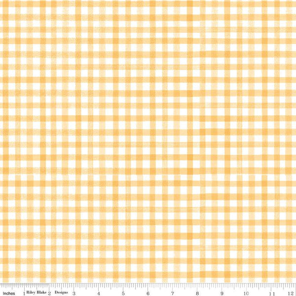 Flora No. 6 PRINTED Gingham C14465 Yellow by Riley Blake Designs - Pink Cloud/White Checks - Quilting Cotton Fabric