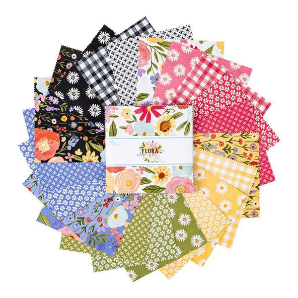 Flora No. 6 Charm Pack 5" Stacker Bundle - Riley Blake Designs - 42 piece Precut Pre cut - Floral - Quilting Cotton Fabric