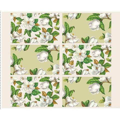 SALE Monthly Placemats 2 March Placemat Panel PD13924 by Riley Blake Designs - DIGITALLY PRINTED Floral Magnolias - Quilting Cotton Fabric
