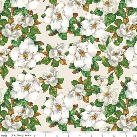 SALE Monthly Placemats 2 March Magnolias C13925 Cream - Riley Blake Designs - Floral Flowers - Quilting Cotton Fabric