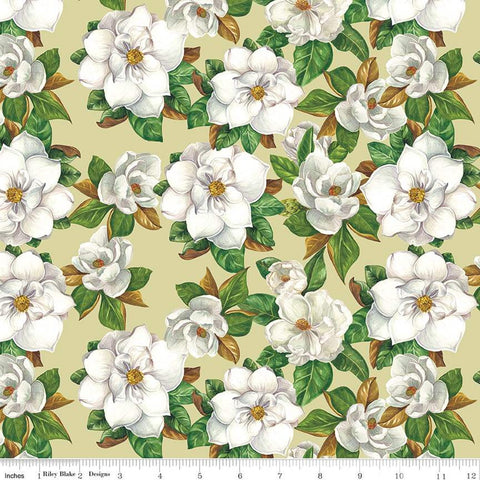 SALE Monthly Placemats 2 March Magnolias C13925 Fern - Riley Blake Designs - Floral Flowers - Quilting Cotton Fabric