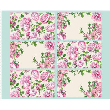 SALE Monthly Placemats 2 May Placemat Panel PD13928 - Riley Blake Designs - DIGITALLY PRINTED Floral Peonies - Quilting Cotton Fabric