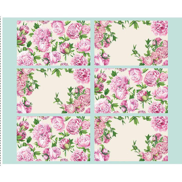 SALE Monthly Placemats 2 May Placemat Panel PD13928 by Riley Blake Designs - DIGITALLY PRINTED Floral Peonies - Quilting Cotton Fabric