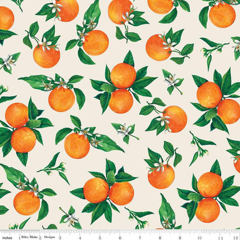 SALE Monthly Placemats 2 June Oranges C13931 Cream - Riley Blake Designs - Quilting Cotton Fabric