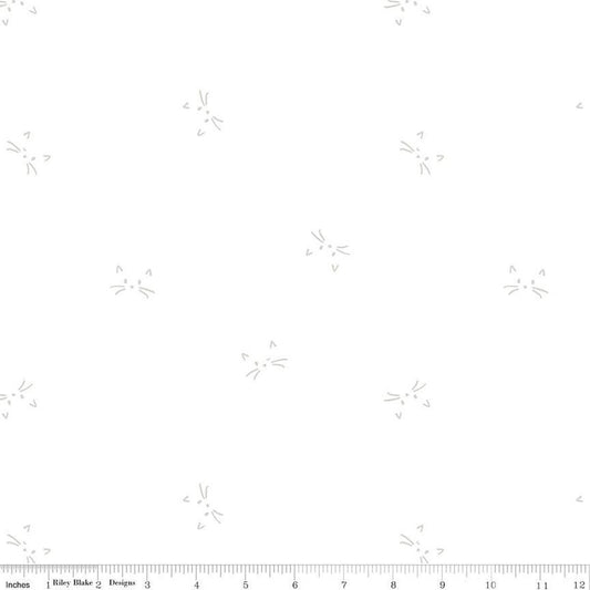 Lights On Cat Heads White-on White Low-Volume Fabric - C14480 - Riley Blake Quilting Cotton Fabric