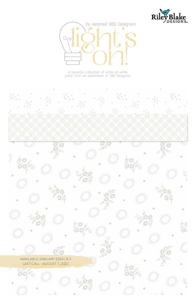 SALE Lights On Charm Pack 5" Stacker Bundle - Riley Blake Designs - 42 piece Precut Pre cut - White-on-White - Quilting Cotton Fabric