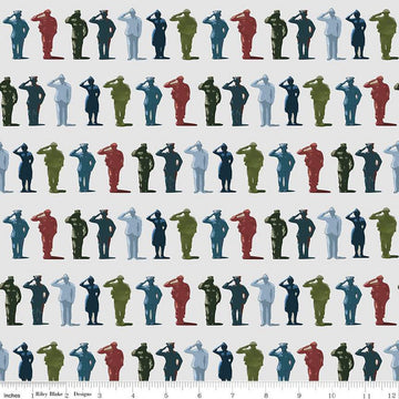 SALE Coming Home Attention! C14421 Silver - Riley Blake Designs - Armed Forces Personnel Patriotic - Quilting Cotton Fabric