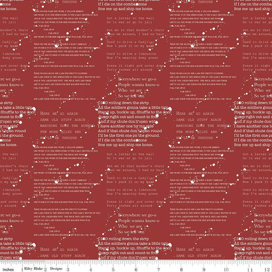 Coming Home Cadence C14422 Barn Red - Riley Blake Designs - Armed Forces Text Patriotic - Quilting Cotton Fabric
