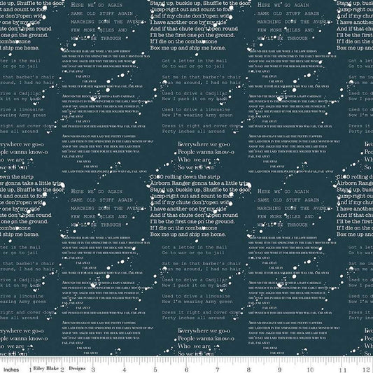 SALE Coming Home Cadence C14422 Navy - Riley Blake Designs - Armed Forces Text Patriotic - Quilting Cotton Fabric