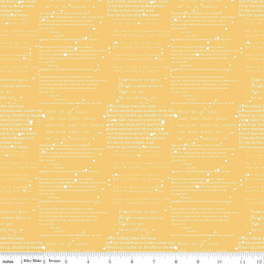 CLEARANCE Coming Home Cadence C14422 Yellow - Riley Blake Designs - Armed Forces Text Patriotic - Quilting Cotton Fabric