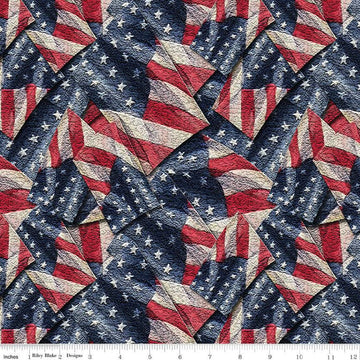 SALE 10" End of Bolt - Coming Home Flags CD14424 Multi - Riley Blake - DIGITALLY PRINTED Armed Forces Patriotic Independence Day - Quilting