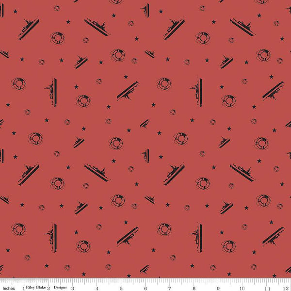 Coming Home Coastal Guards C14425 Red by Riley Blake Designs - Armed Forces Patriotic Coast Guard - Quilting Cotton Fabric