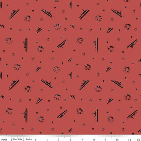 Coming Home Coastal Guards C14425 Red by Riley Blake Designs - Armed Forces Patriotic Coast Guard - Quilting Cotton Fabric