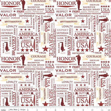 CLEARANCE Coming Home Marines Text C14430 Sage - Riley Blake Designs - Armed Forces Patriotic - Quilting Cotton Fabric