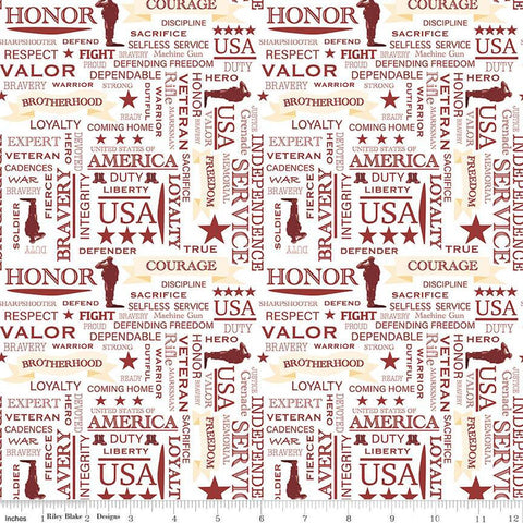 SALE Coming Home Marines Text C14430 Sage by Riley Blake Designs - Armed Forces Patriotic - Quilting Cotton Fabric