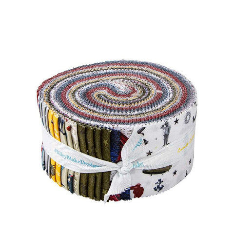 SALE Coming Home 2.5 Inch Rolie Polie Jelly Roll 40 pieces - Riley Blake - Precut Pre cut Bundle - Patriotic - Quilting Cotton Fabric