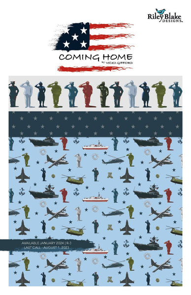 SALE Coming Home Fat Quarter Bundle 24 pieces - Riley Blake Designs - Pre cut Precut - Patriotic Armed Forces - Quilting Cotton Fabric