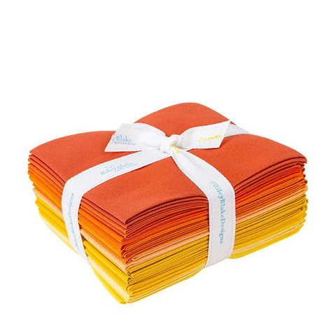SALE Confetti Cottons Orange and Yellow Fat Quarter Bundle 12 pieces - Riley Blake - Pre cut Precut - Solids - Quilting Cotton Fabric