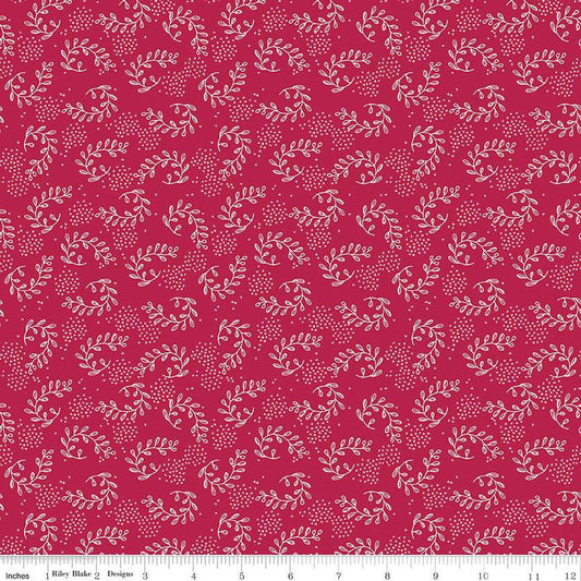 SALE Heirloom Red Sprigs C14342 Berry - Riley Blake Designs - Leaves Xs - Quilting Cotton Fabric