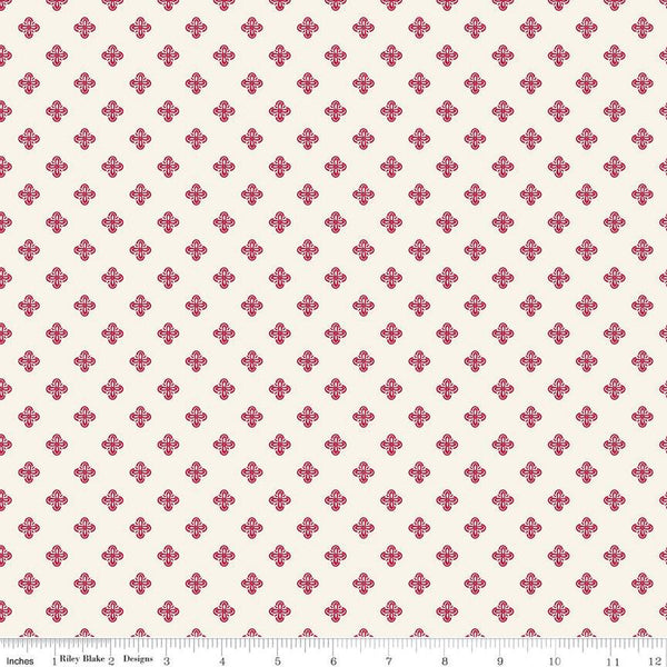 Heirloom Red Fancy Diamonds C14345 Cream by Riley Blake Designs - Geometric Medallions - Quilting Cotton Fabric