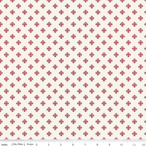 SALE Heirloom Red Fancy Diamonds C14345 Cream by Riley Blake Designs - Geometric Medallions - Quilting Cotton Fabric