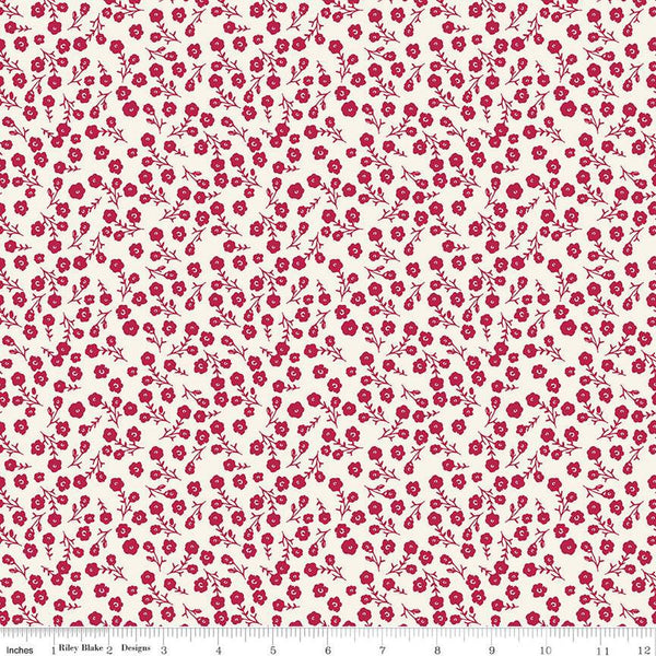 SALE Heirloom Red Ditsy C14346 Cream by Riley Blake Designs - Floral Flowers - Quilting Cotton Fabric