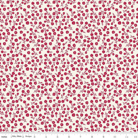 SALE Heirloom Red Ditsy C14346 Cream by Riley Blake Designs - Floral Flowers - Quilting Cotton Fabric