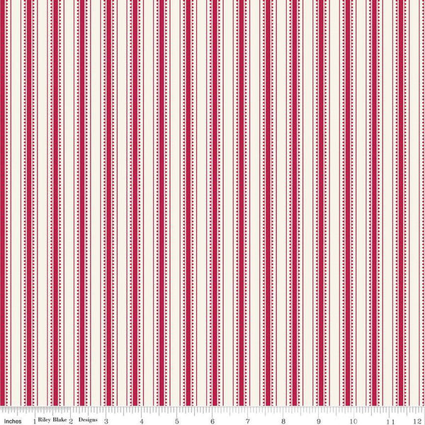 Heirloom Red Stripe C14348 Cream by Riley Blake Designs - Ticking Stripes Striped - Quilting Cotton Fabric