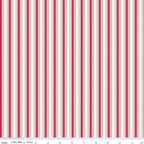 SALE Heirloom Red Stripe C14348 Cream by Riley Blake Designs - Ticking Stripes Striped - Quilting Cotton Fabric