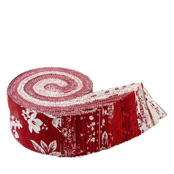 Heirloom Red 2.5 Inch Rolie Polie Jelly Roll 40 pieces - Riley Blake - Precut Pre cut Bundle - Red Cream - Quilting Cotton Fabric