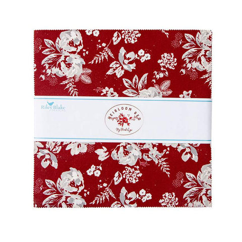 SALE Heirloom Red Layer Cake 10" Stacker Bundle - Riley Blake Designs - 42 piece Precut Pre cut - Red Cream - Quilting Cotton Fabric