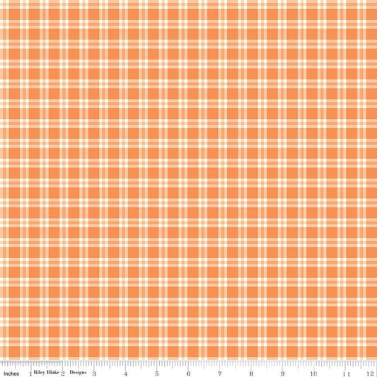 Fat Quarter End of Bolt - Spring's in Town Plaid C14212 Orange - Riley Blake Designs - Quilting Cotton Fabric