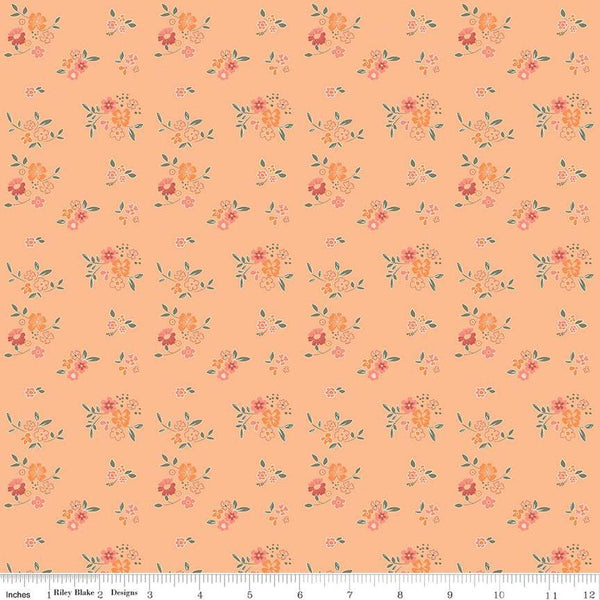 Spring's in Town Bouquets C14213 Apricot - Riley Blake Designs - Floral Flowers - Quilting Cotton Fabric