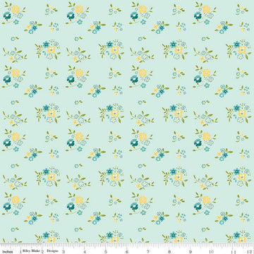 SALE Spring's in Town Bouquets C14213 Sky - Riley Blake Designs - Floral Flowers - Quilting Cotton Fabric