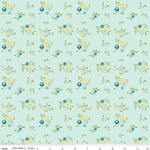 Spring's in Town Bouquets C14213 Sky - Riley Blake Designs - Floral Flowers - Quilting Cotton Fabric