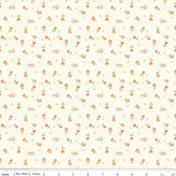 Spring's in Town Flower Toss C14214 Cream - Riley Blake Designs - Floral Flowers - Quilting Cotton Fabric