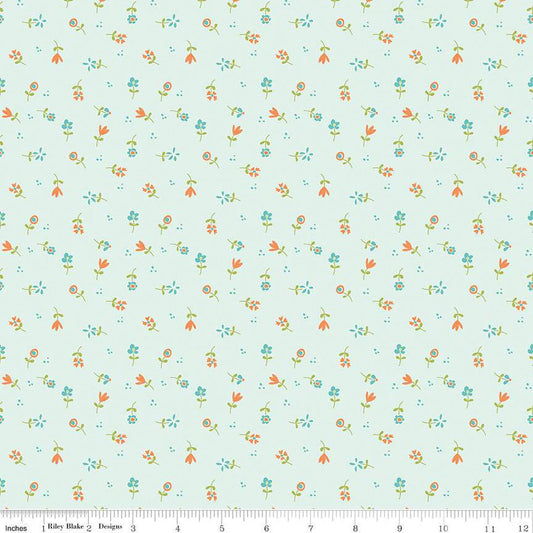 SALE Spring's in Town Flower Toss C14214 Powder - Riley Blake Designs - Floral Flowers - Quilting Cotton Fabric