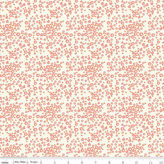 SALE Spring's in Town Blossoms C14215 Cream - Riley Blake Designs - Floral Flowers Dots - Quilting Cotton Fabric