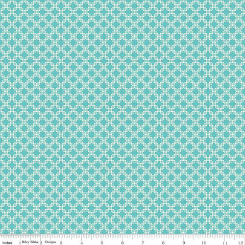 Spring's in Town Diamonds C14216 Peacock - Riley Blake Designs - Diagonal Grid Geometric - Quilting Cotton Fabric