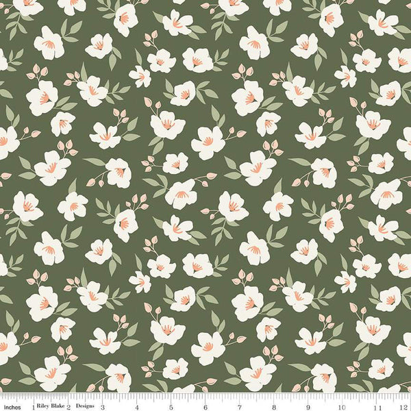 Let It Bloom Flowing Floral C14282 Green by Riley Blake Designs - Leaves Flowers - Quilting Cotton Fabric