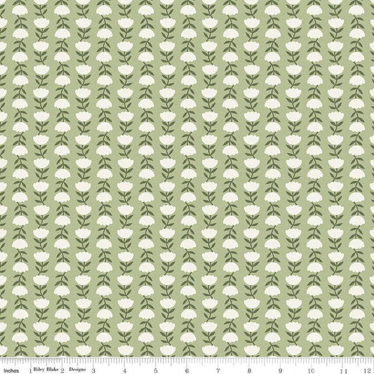 Let It Bloom Flower Path C14284 Sage - Riley Blake Designs - Floral Flowers - Quilting Cotton Fabric