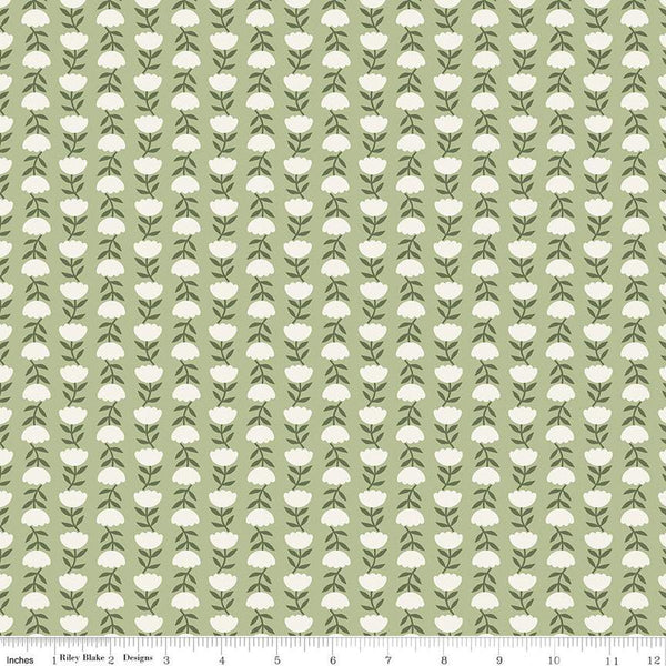 SALE Let It Bloom Flower Path C14284 Sage by Riley Blake Designs - Floral Flowers - Quilting Cotton Fabric