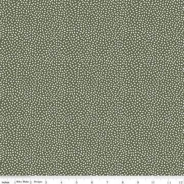Let It Bloom Seeds C14285 Green - Riley Blake Designs - Cream Seeds on Green - Quilting Cotton Fabric