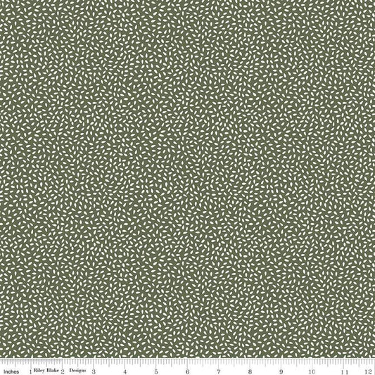 Let It Bloom Seeds C14285 Green - Riley Blake Designs - Cream Seeds on Green - Quilting Cotton Fabric
