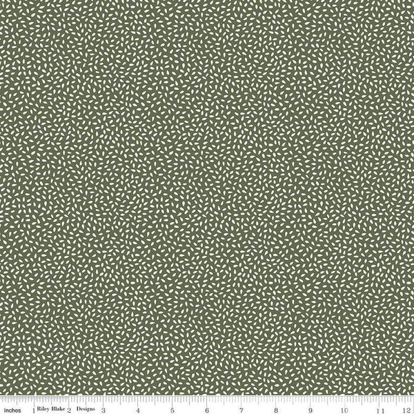 Let It Bloom Seeds C14285 Green by Riley Blake Designs - Cream Seeds on Green - Quilting Cotton Fabric