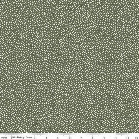 SALE Let It Bloom Seeds C14285 Green by Riley Blake Designs - Cream Seeds on Green - Quilting Cotton Fabric