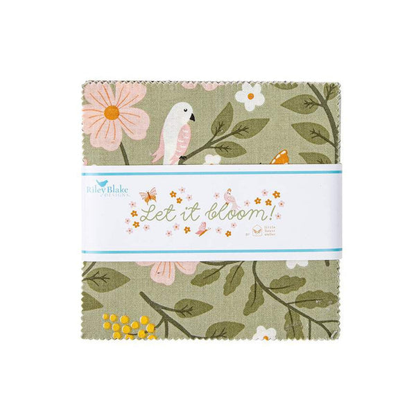 Let It Bloom Charm Pack 5" Stacker Bundle - Riley Blake Designs - 42 piece Precut Pre cut - Floral Flowers - Quilting Cotton Fabric