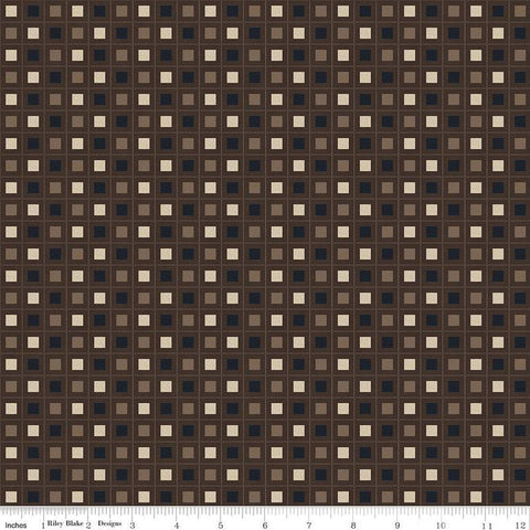 Huckleberry Saltbox Blocks C14353 Brown - Riley Blake Designs - Geometric Dotted Grid Blocks - Quilting Cotton Fabric